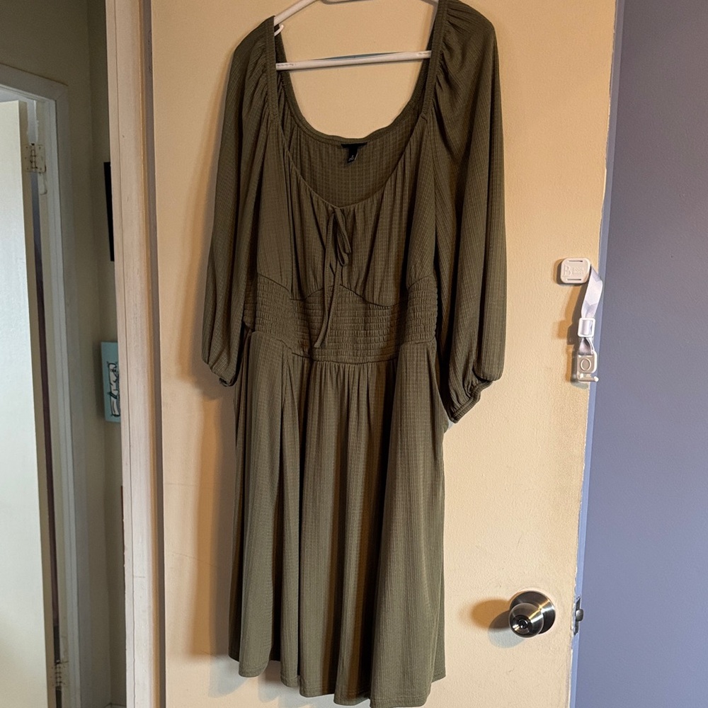 Torrid Khaki Long Sleeve Dress